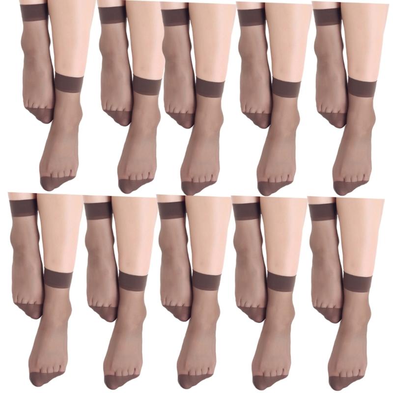 10 Pairs Women's Crystal Sheer Ankle Socks Anti Snags Comfortable Invisible Formal Ultra Thin Socks for Everyday Wear