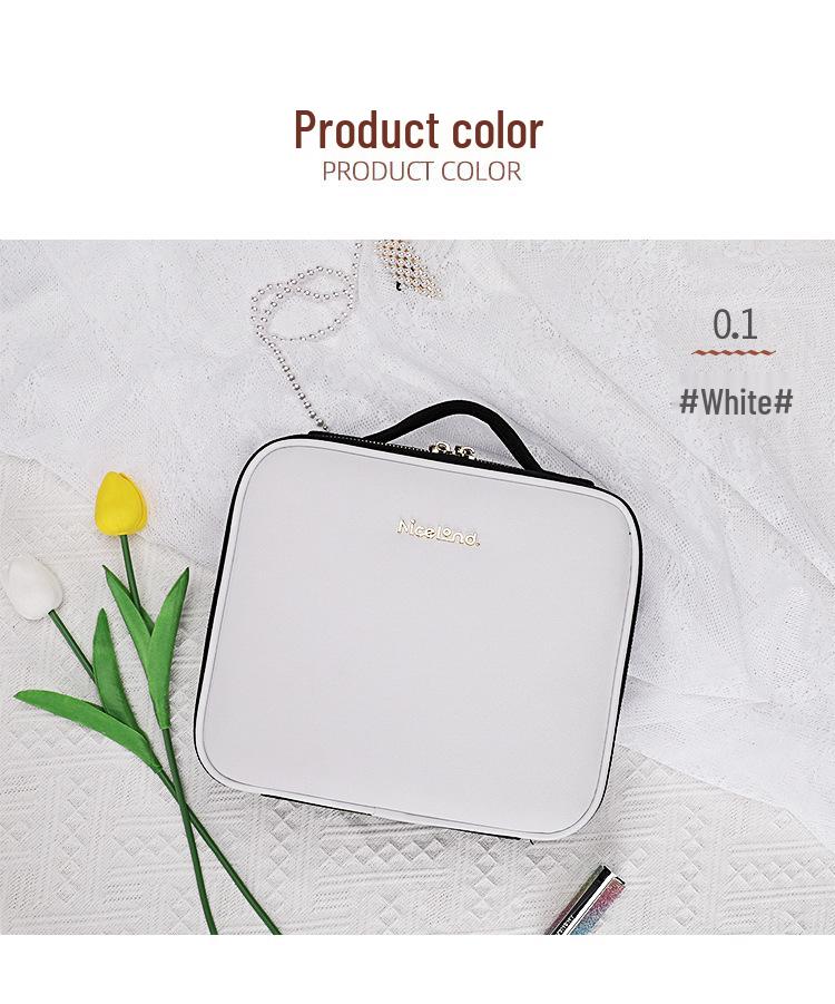 Large Capacity Makeup Bag with Lighted Mirror - Portable Travel Cosmetic Organizer