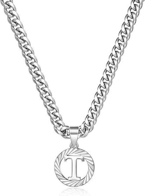 Unisex European & American Silver Letter Clavicle and Cuban Chain - Perfect Holiday Gift