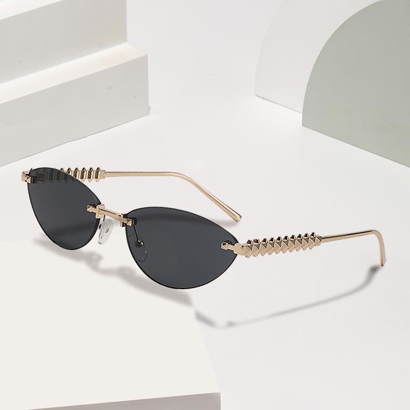 Trendy Unisex Cat Eye Sunglasses with Metal Rivet Legs - Kuaishou Style Sunglasses Only
