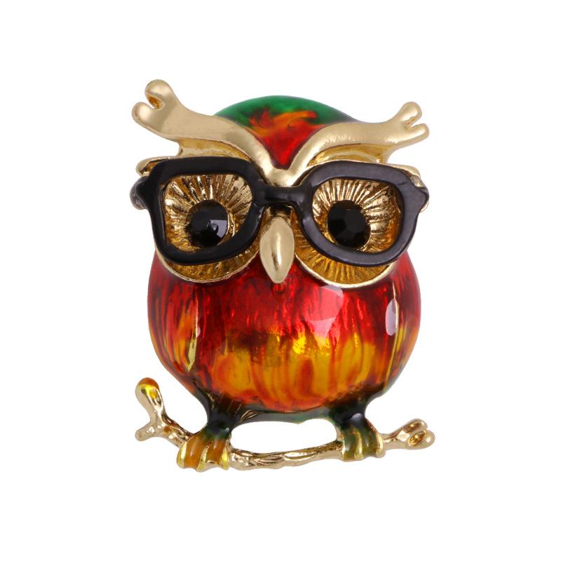Rhinestone Owl Brooch Drip Electroplating Alloy Vintage Animal Brooch Clothing Accessories Pin