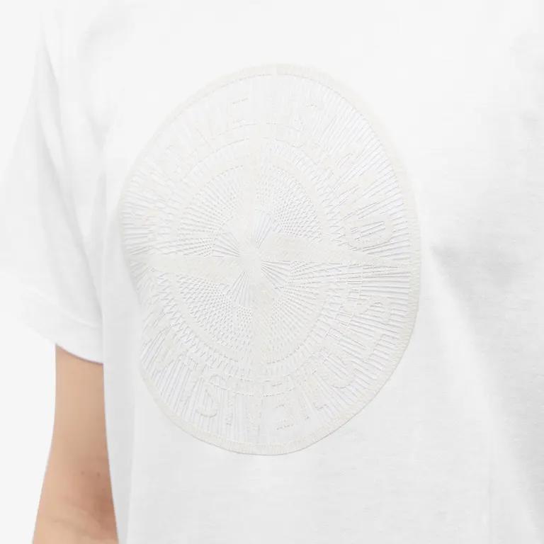 STONE ISLAND Logo Print Crew Neck Short Sleeve T-Shirt Men Tops White 79152NS92-V0001
