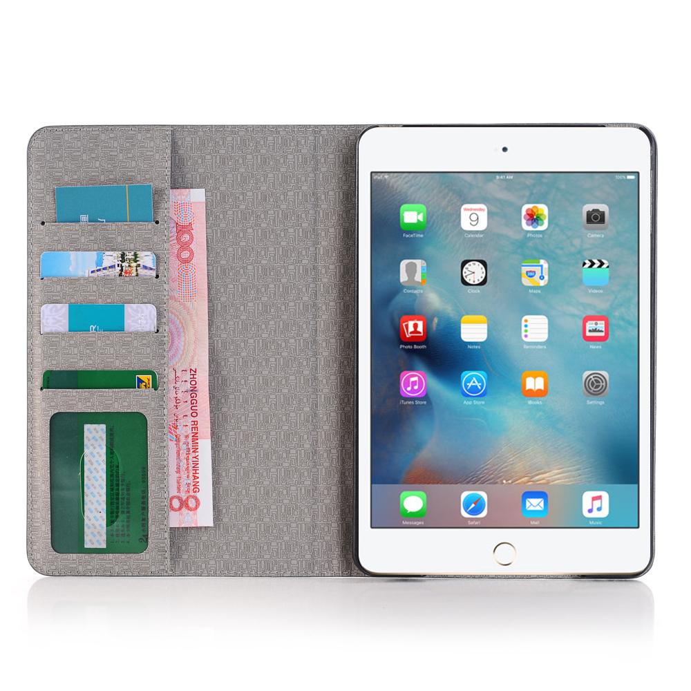 

For iPad mini (2019) 7.9 inch/mini 4/mini 3/mini 2/mini Case Leather Cross Texture Tablet Cover Auto Sleep Wake Dark Brown
