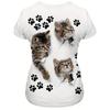 Women's Casual T-shirt with 3D Cat Paw Print Design, Crew Neck, Comfortable for All Seasons