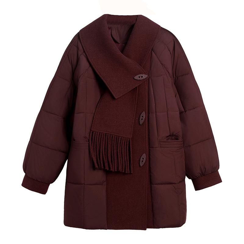 Middle-aged Mother Winter Clothing Splicing Down Cotton Clothing New Middle-aged and Elderly Cotton Clothing Warm Jacket