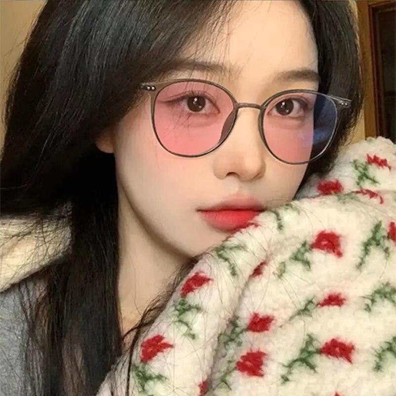 Luxury Round Frame Photochromic Myopia Glasses Anti-blue Light Color Changing Sunglasses Prescription Eyeglasses Minus Diopters
