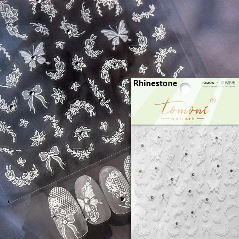 5D Butterfly Red Spider Lily Blooming Flowers Nail Art Stickers Chinese Characters Phoenix Swallow Self Adhesive Manicure Decals