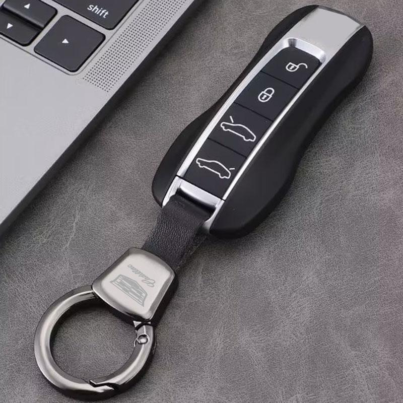 For Cadillac ATS BLS CT4 CT5 CTS ESCALADE SLS SRX XT5 XT6 XTS Luxury Car Logo Keychain Holder Leather Alloy Key Rings Pendant