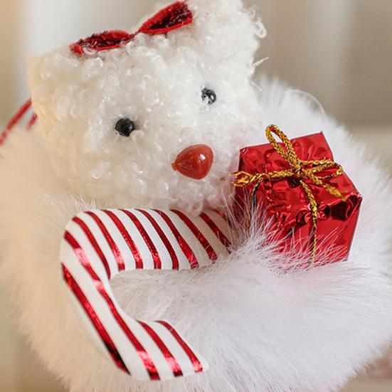 Pluszowy Miś w Bucie Ozdoby Świąteczne Mini Pluszowy Miś Ozdoby do Zawieszenia Zimowe Puszyste Buty Dekoracja Choinki