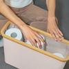 Toilet Paper Basket Storage Organizer with Lid Foldable Free Standing Holds 12 Mega Rolls Handle Bathroom Living Room Laundry