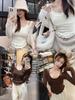 Pure Style Two-Piece Long-Sleeve Ruffle Top: Slim-Fit, Versatile Korean Fashion