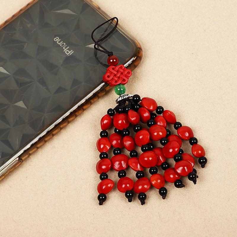 Red Beans & Acacia Bean Bodhi Phone and USB Drive Pendants, Zodiac-Themed Gifts