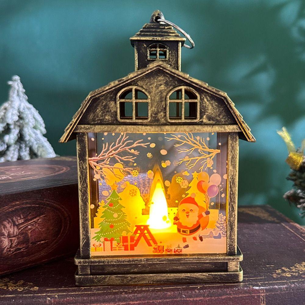 Hanging Lantern Snow Globe Lantern Glow Candles Light Christmas Wind  Lantern  Small Pendant