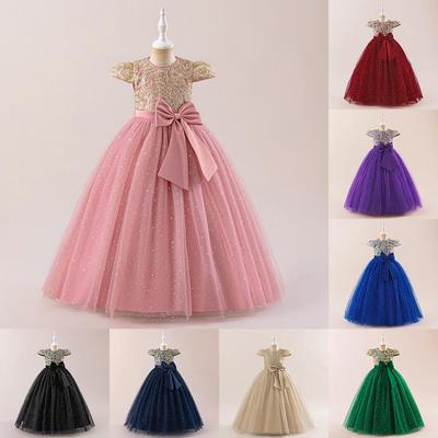 שמלת נסיכה טול רשמית לבנות עם פפיון - שמלת שושבינה לחתונה ומסיבה