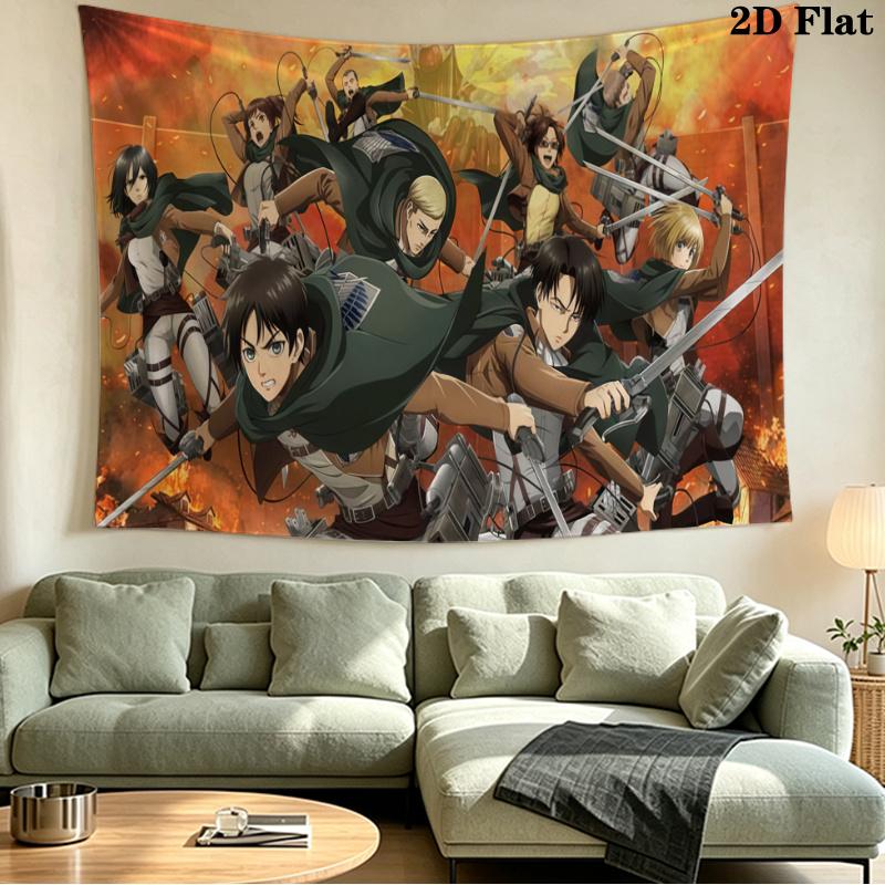 Anime Attack-on-Titan Wall Tapestry Aesthetic Wall Hanging Printed Fabric Blanket Decorative Tapestries for Bedroom Living Room Home Decor