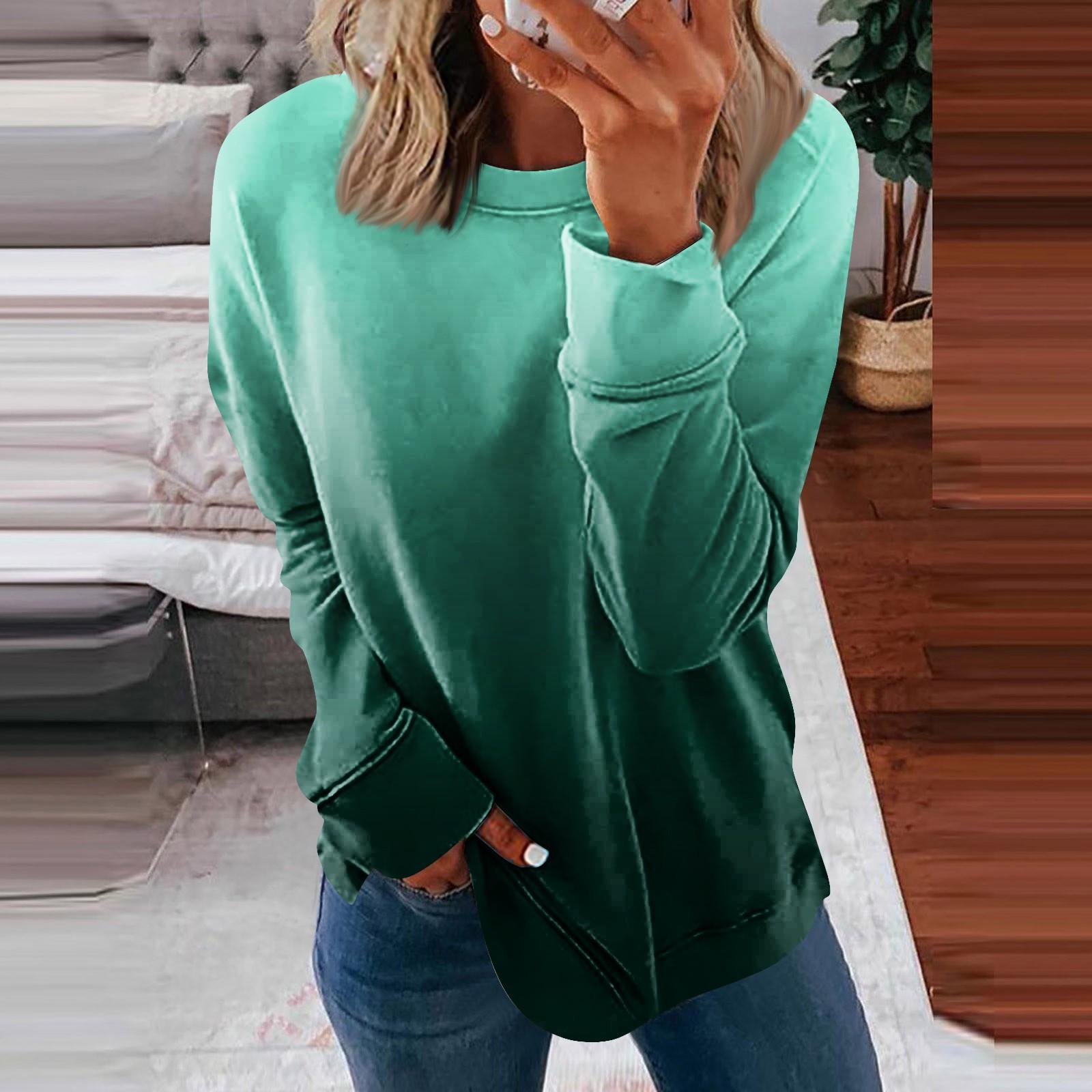 Женская повседневная модная блузка с длинным рукавом и круглым вырезом с цветочным — фото 8