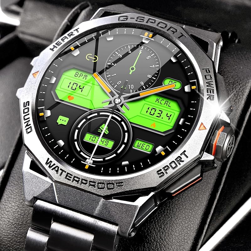 

Умные часы KE6 для мужчин с функцией звонка 1,43 AMOLED Фитнес-часы 178+ спортивных режимов с измерением кислорода в крови, пульса, 24-часовым монитором сна, погодой, шагомером IP68 Stainless Steel