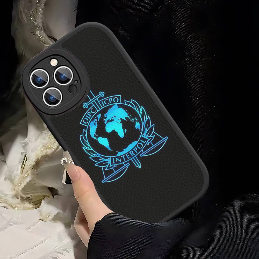 Coque de téléphone avec logo Interpol Pour iPhone 16 15 14 13 12 11 Pro Max Plus Housse souple en cuir