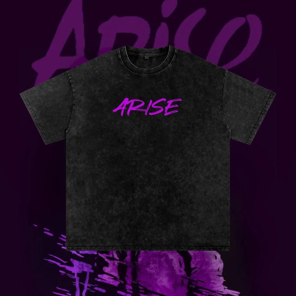 Solo Leveling Anime T-shirt For Men Women Sung Jin-Woo Print Cotton Tops Summer Vintage Washed Men's T-shirt Clothing