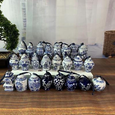 Blue & White Porcelain Ceramic Christmas Car Ornament – Little General Jar Design