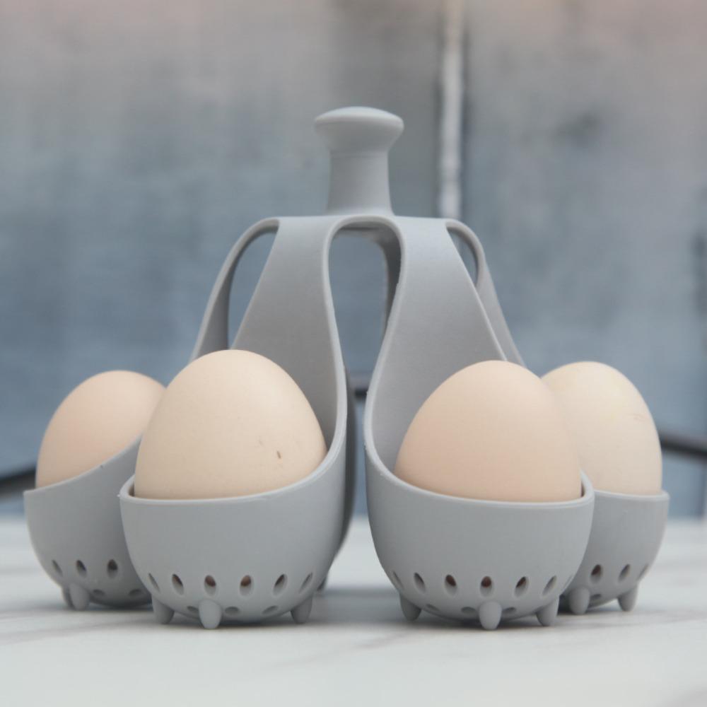 6 Hole Egg Cooker Silicone Cooking Egg Storage Rack Kitchen Gadget Boiled Egg Holder  Home