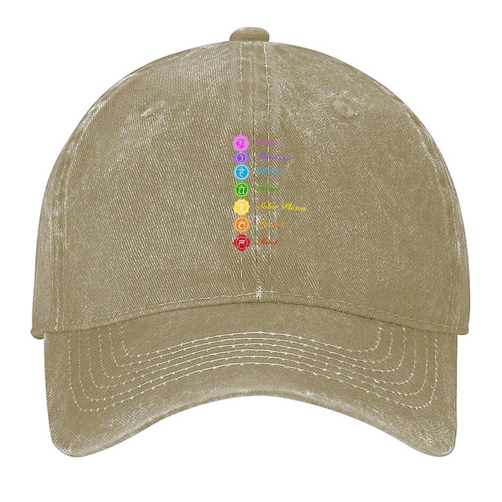 2026 Simple 7 Aligned Chakra Symbols And Names Design (Black Background) Baseball Cap Fashion Beach Luxury Caps Men's Caps Women