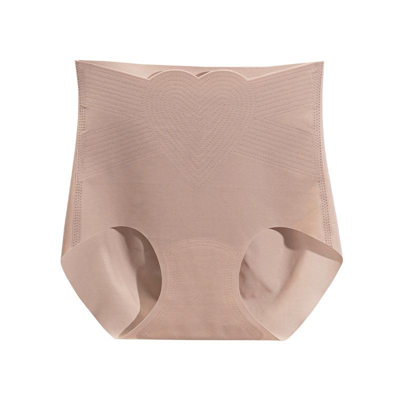 Women High Waist Ice Silk Ultra Thin Abdomen Shaping Hip Lifting Antibacterial Crotch Solid Briefs