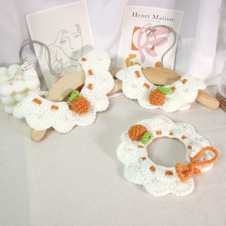 [KIMnyang_deng] Erfrischender Welpen-Katzenumhang aus gestrickter Spitze in Zitrusfrüchten