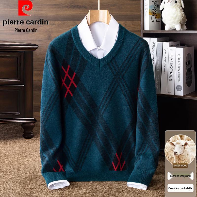 Pierre Cardin Men's V-Neck Lamb Wool Blend Sweater