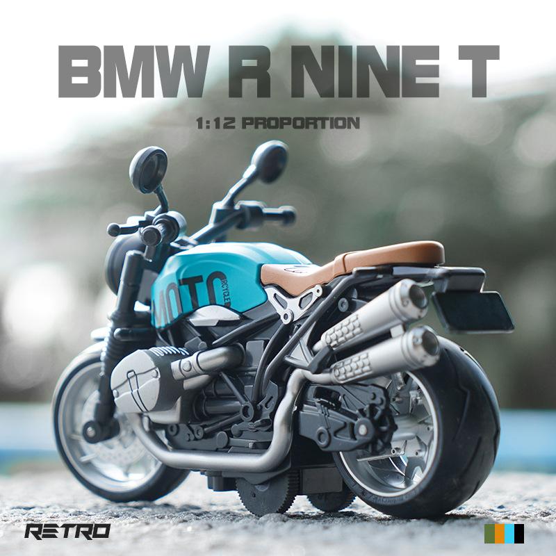 1/12 Měřítko R Nine T Retro Motocykly Simulace Alloy Vintage klasický model motocyklu do sbírky Dětské autíčko