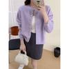 Early autumn new round neck knitted cardigan with top women's short versatile solid color soft waxy long-sleeved sweater jacket women