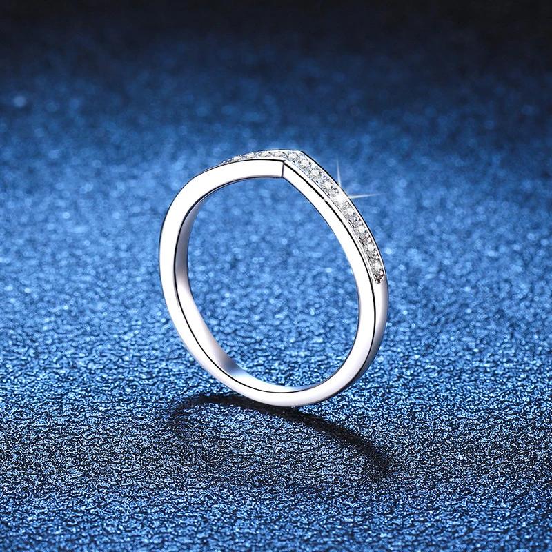 NeeTim Moissanite Ring 925 Sterling Silver with White Gold Plated Full Diamond Band Engagement Wedding Bridal Rings for Women