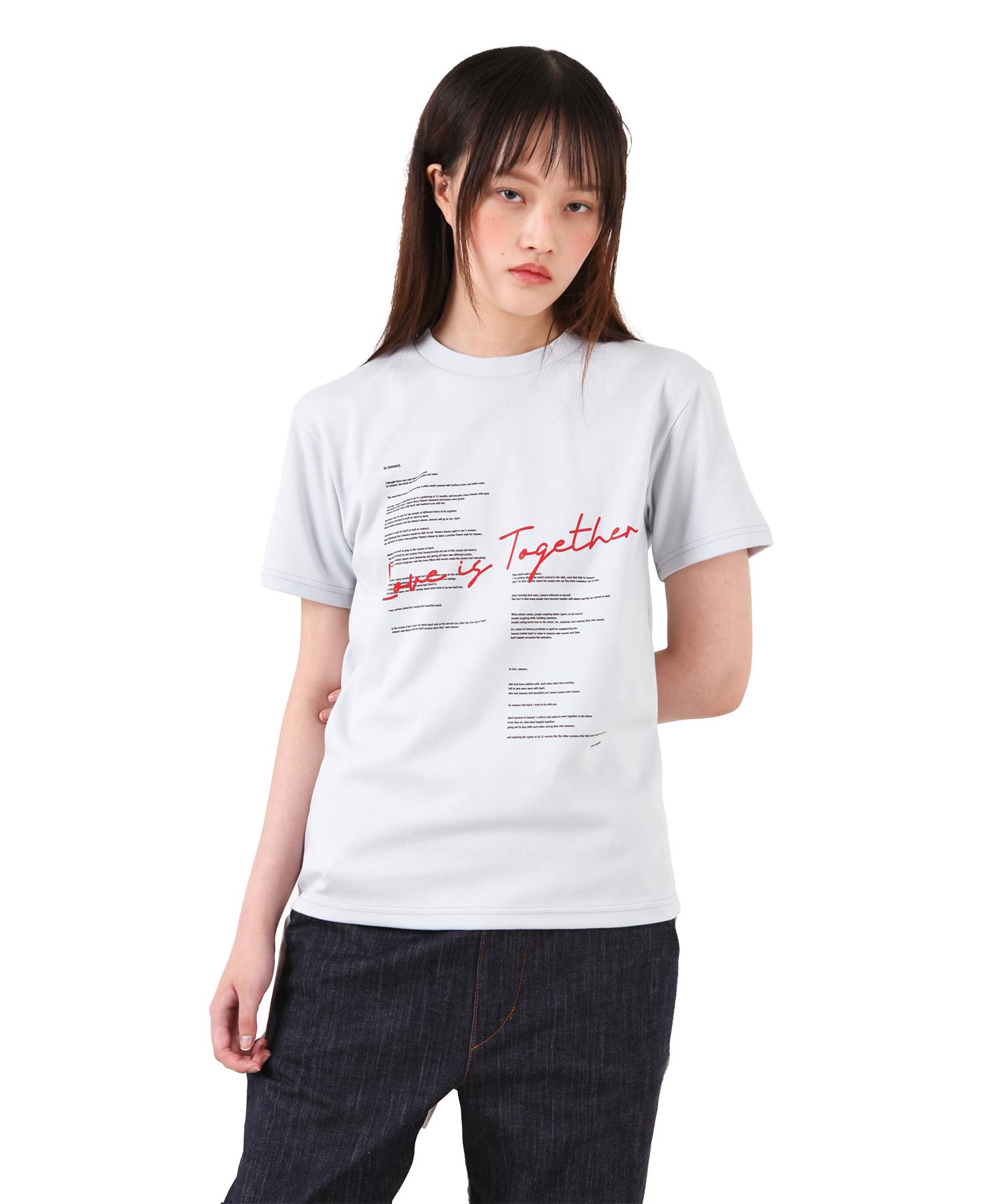 Catharsis Love Is Together Lettering T-Shirt Sky Blue One Size Light Gray / One Size