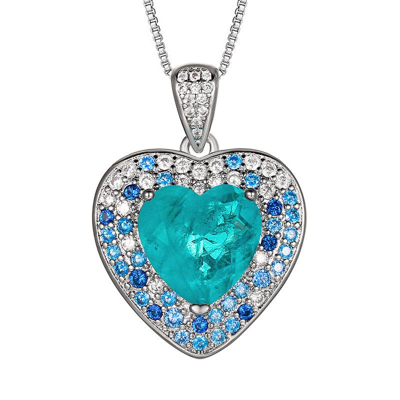 Jewelry Set Ring Necklace Earrings Heart Of Ocean Paraiba Blue Light Fashion Luxury Women's