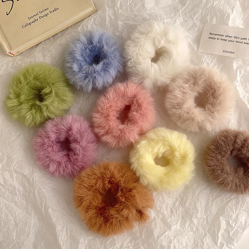 Plush Woolen Hair Tie - Women's Autumn/Winter Dopamine Style Hair Accessory