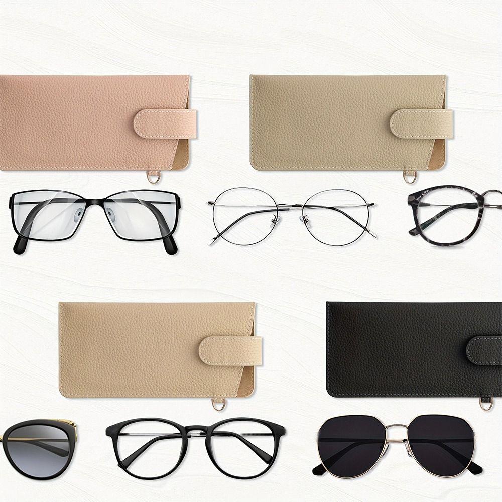 PU Leather Sunglasses Storage Bag Solid Color Hanging Sunglasses  Eyewear Accessories