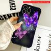 2DFlat Glowing Purple Butterflies On Dark Background All Inclusive Film Hard iPhone Case, Compatible with iPhone 18 Pro Max 17 16 15 14 13 12 11