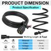 7 Way Trailer Cord,4FT Heavy Duty 7 Way Trailer Plug Inline Cord Wire Harness Cable Double Prongs Connector 7 pin Trailer Wiring Harness 4 Feet for