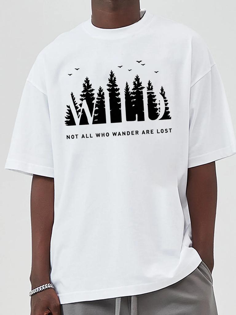 A minimalist forestprinted Tshirt 100 cotton with a round neck and short sleeves printed directly by digital printing