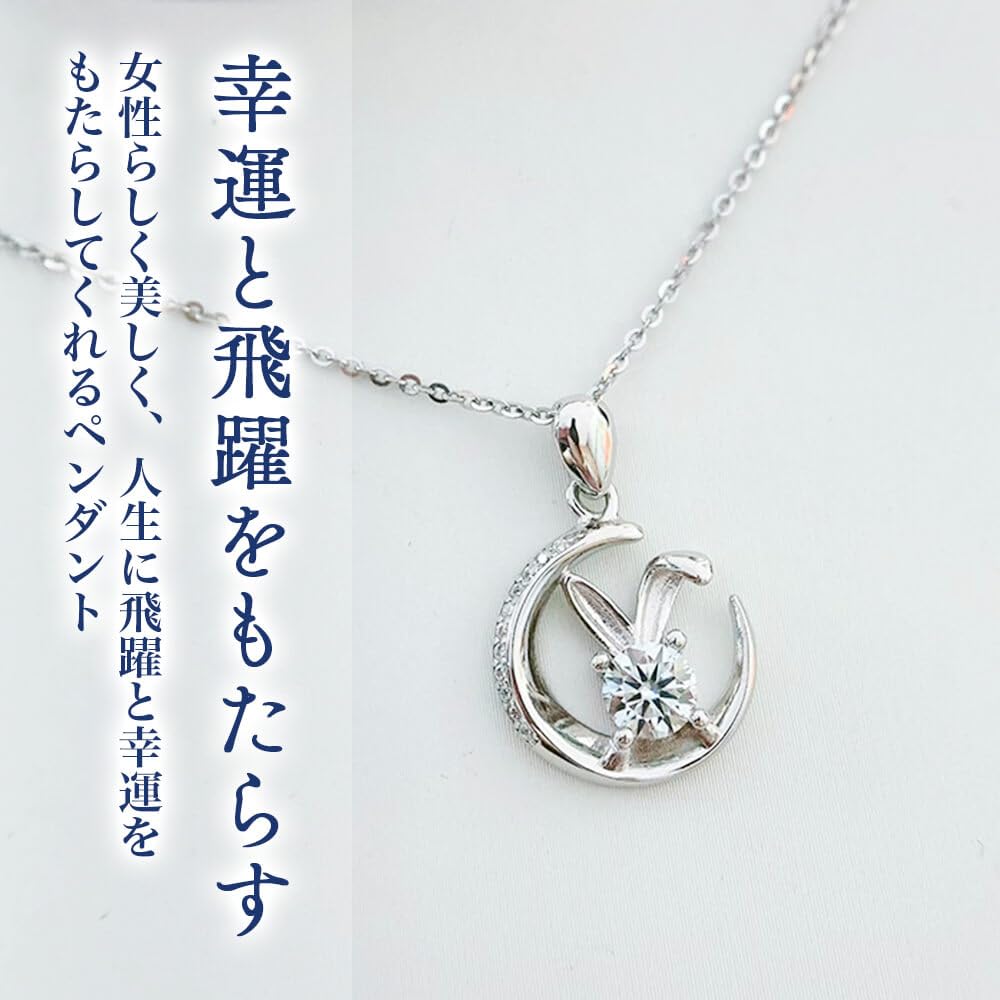 Jewelry that shines brighter than Moissanite Necklace 925 Platinum Celebration Birthday Gift Bag with Case Rabbit Shaped [Angel's Closet] Necklace,