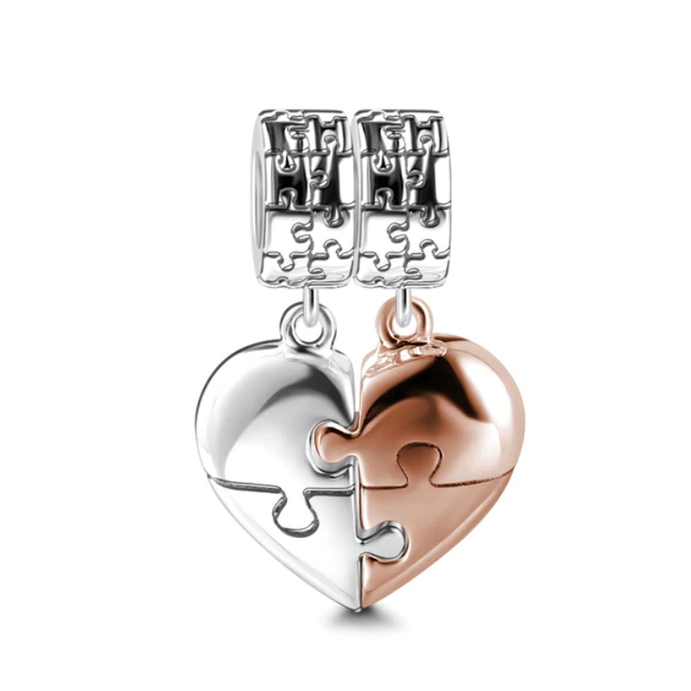 Lock Charm Fit Original Bracelet Love Locks Keys Double Heart Bead Diy Women Jewelry Giftcopper Trinket Jewelry Party Gift