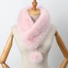 Korean version of the new high and low hair scarf women's autumn and winter sweet and versatile big hairball clip fluff imitation fur scarf collar