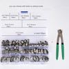 100 Pieces 6-21mm 304 Stainless Steel Single Ear Stepless Hose Clamps With Pincers Kit