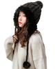 Fiorior Fur Knit Warm and Thick and with Pompoms for Winter Comfort and Women's Hat, Fleece-Lined, Warm, Warmth.