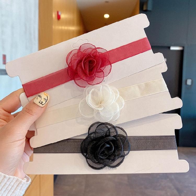 Soft Flower Tie Cravat Necklace Wedding Jewelry Gift for Women Teens Girls