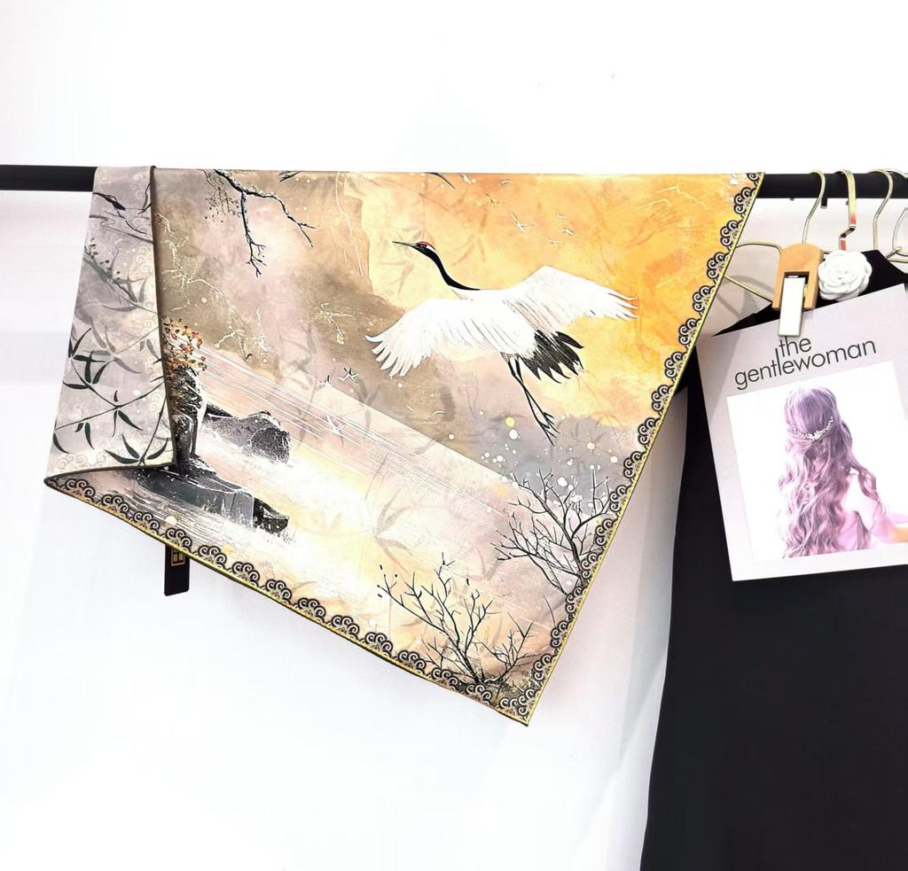 Flower Dill 70 * 70 New Chinese Suhang Small Square Scarf High-End Silk Scarf Women'S Double-Sided Spring And Summer Shawl Scarf
