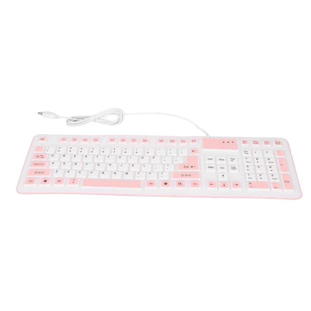 Foldable Silicone Keyboard 106 Keys Waterproof Dustproof Foldable USB Wired Silent Silicone