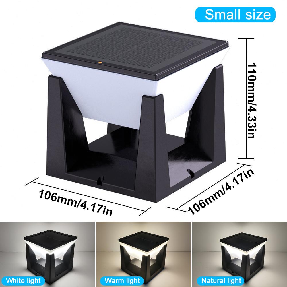 

Солнечный уличный столбовой светильник Современный солнечный столбовой светильник Водонепроницаемый столбчатый светильник Светодиодный колпак для забора террасы Ландшафтное освещение 3 режима Сад 1pc