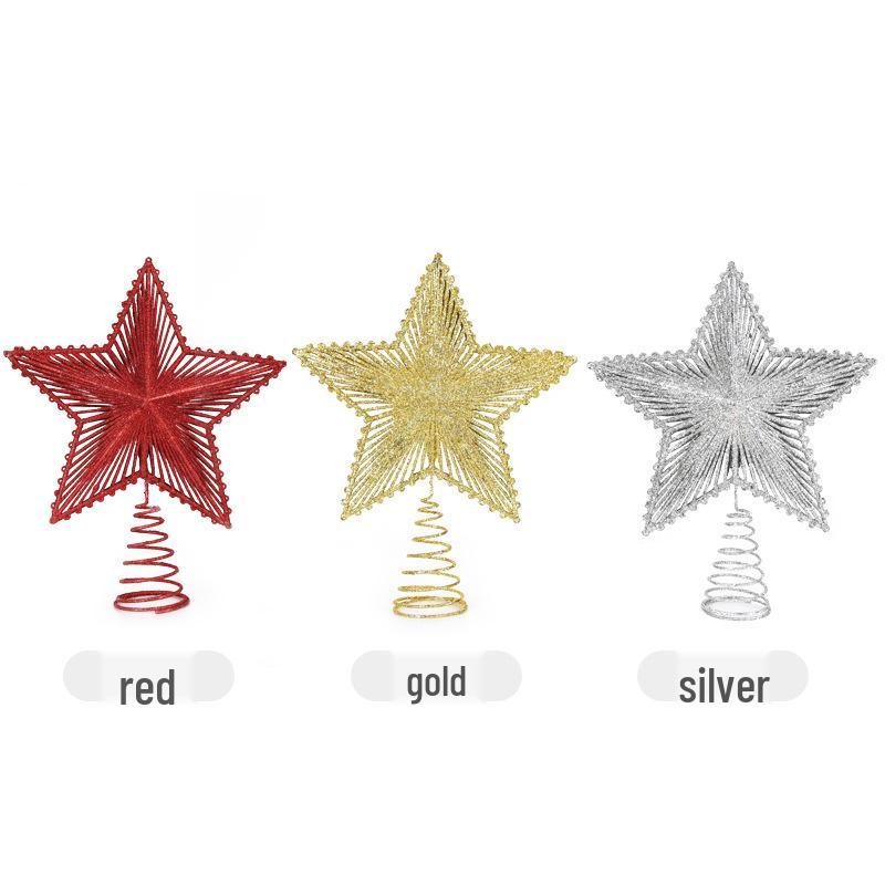 Three-Dimensional Sequined Star Tree Topper - Five-Pointed Christmas Decoration