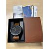 Used KOMONO watch quartz black dial brown leather belt